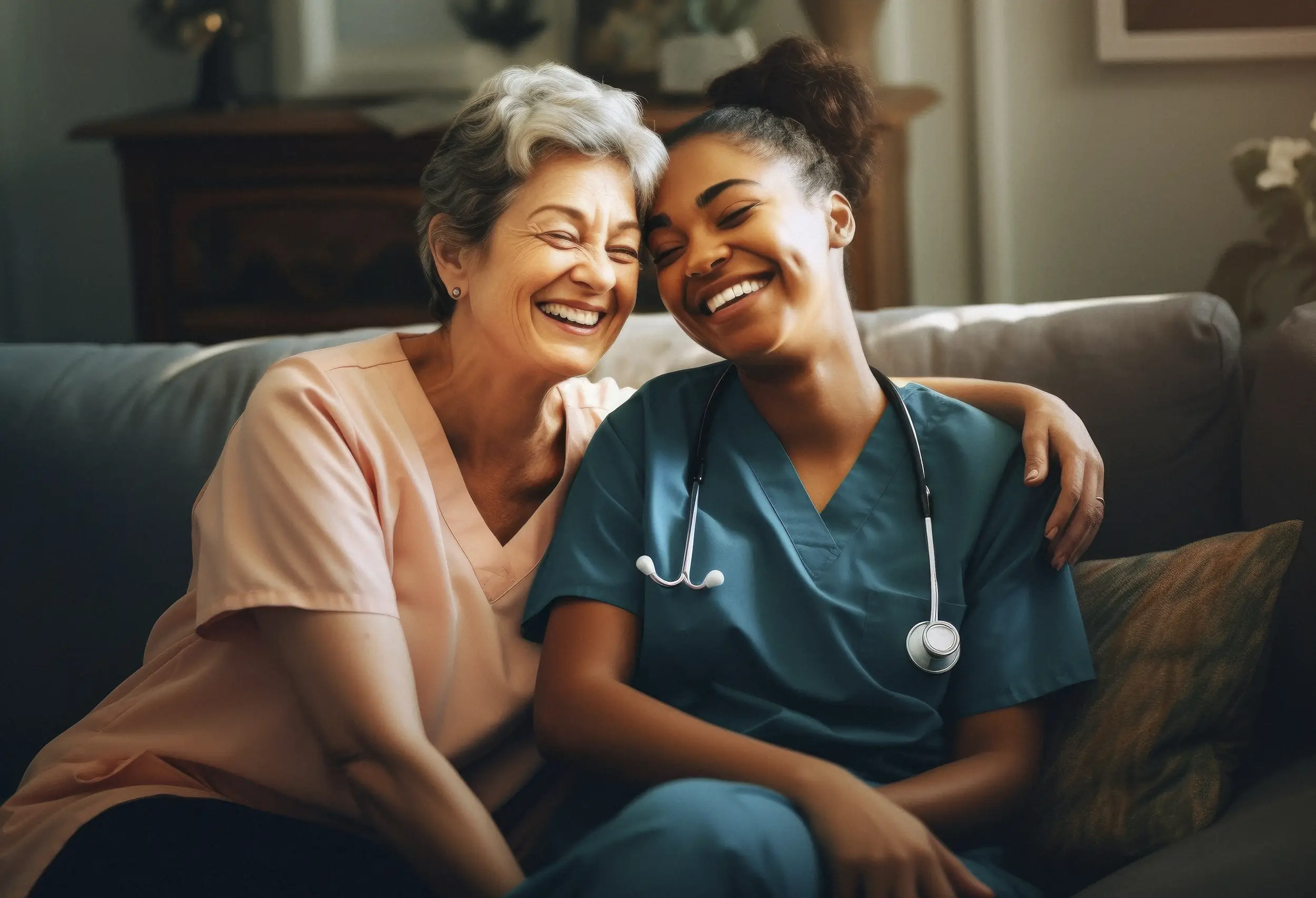 Volontaria che sostiene un famigliare